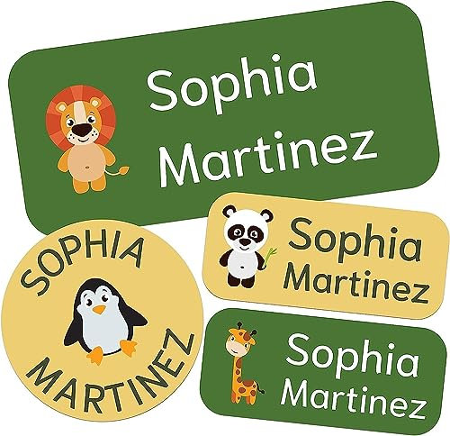 YINFEIAI Namensaufkleber - 160 personalisierbare Aufkleber zum Beschriften von Stiften, Schule-Etiketten & Kindersachen. Wasserfest & perfekt für Schule & Kindergarten (Alimals)