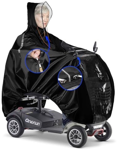 Regenponcho für Elektrofahrzeuge,Abdeckung für Elektroauto, Universal Elektromobil Poncho mit Kapuze,wasserdichte 420D Oxford Abdeckung für Rollstuhl im Freien, Abdeckung für ältere