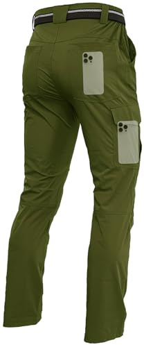 Mens Lightweight Hiking Cargo Work Pants Quick Dry Water Resistant Fishing Travel Climbing Outdoor Stretch Pants Mud 34