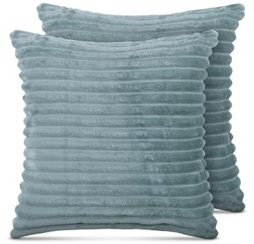 Bestlivings Sofakissen 45x45cm (2er Pack/Graugrün) Cord Optik - Kuschelig weicher Bezug mit Reißverschluss - Kissen - Öko Tex - Sofakissen, Dekokissen