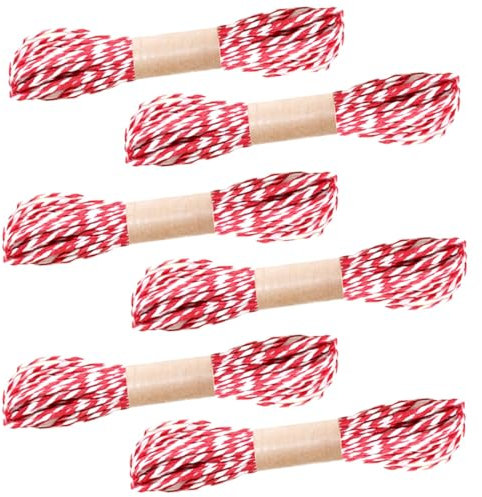 GXGM Confezione da 6 Filati di Cotone Rosso e Bianco, Filati Artigianali cotti al Forno per Artigianato Fai-da-Te, Confezioni Regalo, Giardinaggio e composizioni Floreali