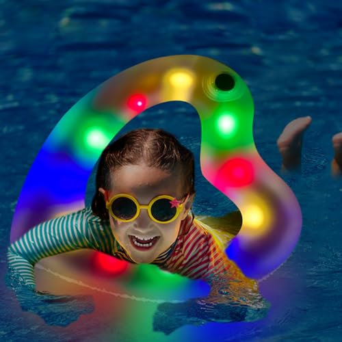 Kid Led heart pool float, inflatable heart,Heart Shaped Swimming Pool Float Loungers Tube, Water Fun Beach Party Toys for kids, Dia 46cm Translucence.