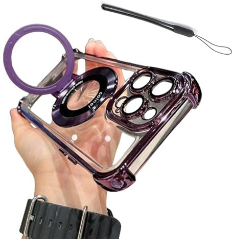 Airbag Anti-Fall for iPhone Case with Invisible Ring Stand, Four Corners Air Cushion Anti Drop Cell Phone Case, Translucent Magnetic for iPhone 15 14 13 12 Pro Max (Color 8,for 14)