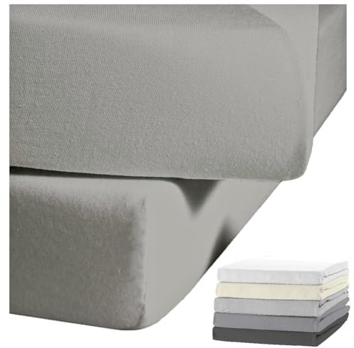 JACK by Kaeppel Biber Spannbettlaken Rundgummi Baumwolle Spannbetttuch 90x190-100x200 / 140-160x200 / 180-200x200 cm, Farbe:Grau, Größe:180x200cm Spannbettlaken