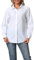 Zahala Battery Women's Button Down Shirt Casual Long Sleeve Solid Work Office V Neck Blouse Tunic Tops(White,XL)