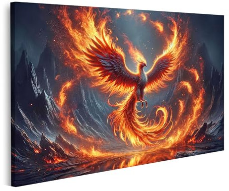 islandburner Bild auf Leinwand Majestätischer Phönix in Flammen Bilder Wandbilder Poster