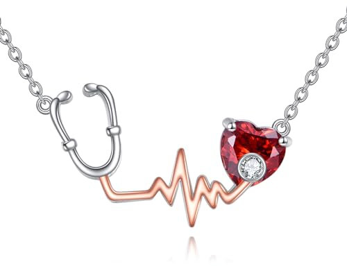 YFN Krankenschwester Kette Sterling Silber Stethoskop Anhänger Halskette Krankenpflege Schmuck für Frauen Mädchen Geschenke für Krankenschwester Arzt