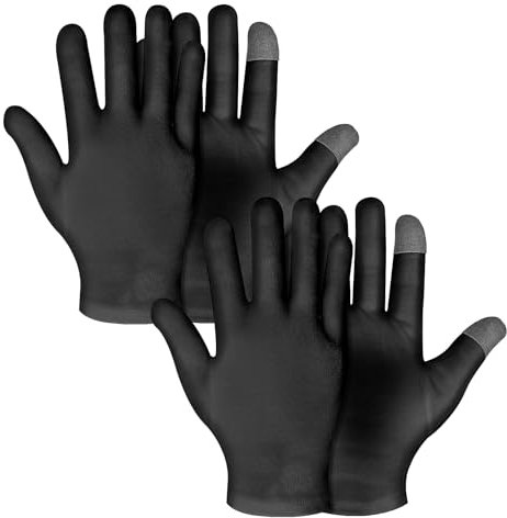 Dimeho 2 Paar Baumwollhandschuhe Weiß Trikothandschuhe SPA-Handschuhe Feuchtigkeitsspendende Schutzhandschuhe perfekte Passform für trockene Hände kosmetisches Ekzem Hand-Spa (Schwarz)