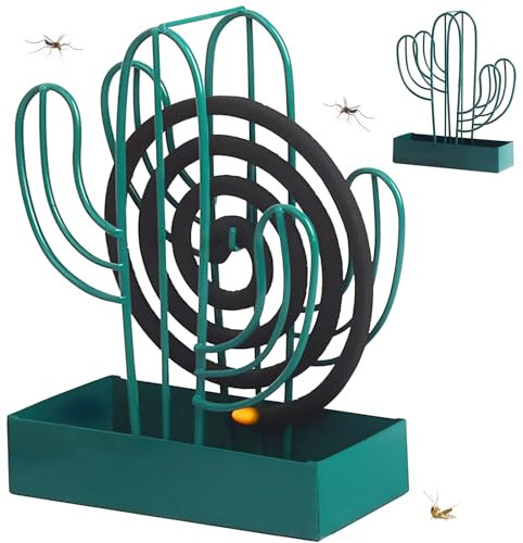 Support Spirale Anti Moustique - Porte Spirale Anti-Moustique - Support en Métal pour Intérieur et Extérieur - Cactus Vert (Cactus)