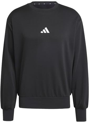 adidas Uomo Essentials FEELCOZY Fleece Sweatshirt, Black/White, S
