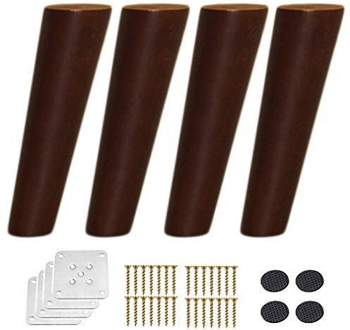 EUTYRG 4 Stück runde Tischbeine aus Eiche, Küchenschrankbeine aus Massivholz, konische Ersatz-Sofafüße, Möbelfüße aus Holz (Neigung 10 cm)