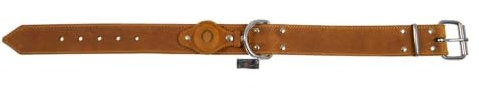 JACK AND VANILLA – AIRTAG Hundehalsband aus öligem Leder – integrierter GPS-Plotter – solide, langlebig, pflegeleicht, weich im Griff – moderner Look – Farbe Cognac, Größe 40 mm x 65 cm