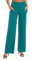 EXCHIC Femmes Solide Ample Jambe Droite Palazzo Pantalon Taille Haute Extensible Décontractés Pantalon avec Poches(L, Vert Bleu)