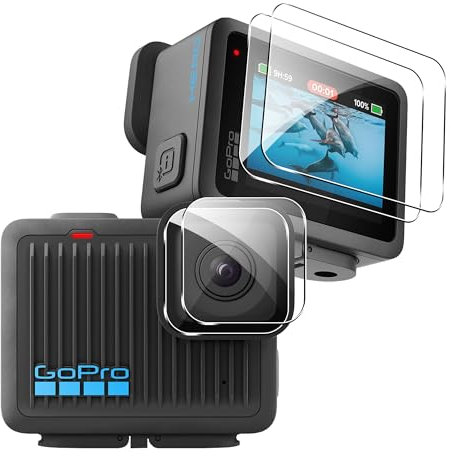 FDHYFGDY 2+2 pièces pour GoPro Hero film de protection d'écran, protecteur d'écran blindé d'objectif verre trempé de dureté 9H pour GoPro Hero verre trempé