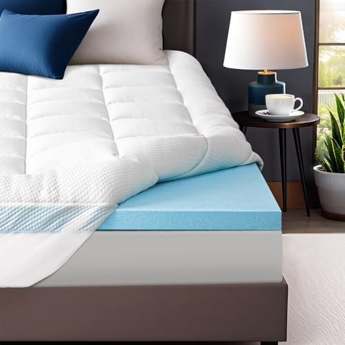 ABENE Matratzen Topper 90x200cm H4 Gel Memory Schaum Topper mit Waschbar Bambusfaser Bezug, 7cm Höhe Matratzentopper für Boxspringbett Stützschaum Atmungsaktiv Druckverteilung(90cmx200cm, Weiß)