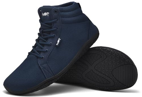 Wizshoe Chaussures Femme Homme Minimaliste Trail Pieds Nus Barefoot Baskets Hautes Décontractées Running Baskets Marche Unisexe Large Orteil Trekking Sneakers Respirant Poids Léger Bleu 44EU