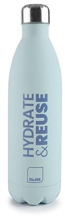 IBILI - Botella Termo para líquidos Classic Hydrate& Reuse 1000 ml, Acero Inoxidable 18/10, Doble pared, Color aleatorio