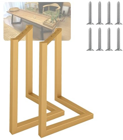 Metall Tischbeine 40x68cm Schwerlast Tisch-Gestell，Möbelbeine Verstellbar Schreibtisch Beine Robustes Tischkufen Tisch-Beine Für Esstisch & Schreibtisch(Gold,WxH(40x68cm))