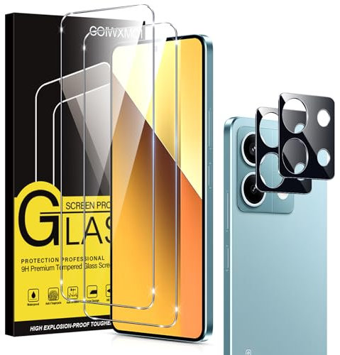 Coiwxmoi [2+2 Pièces Verre Trempé pour Xiaomi Redmi Note 13 5G(NO 4G) avec Protection Caméra Arrière, Ultra Résistant Film Protection Écran, HD Sans Bulles, Dureté 9H Glass, Vitre Protecteur, Clear