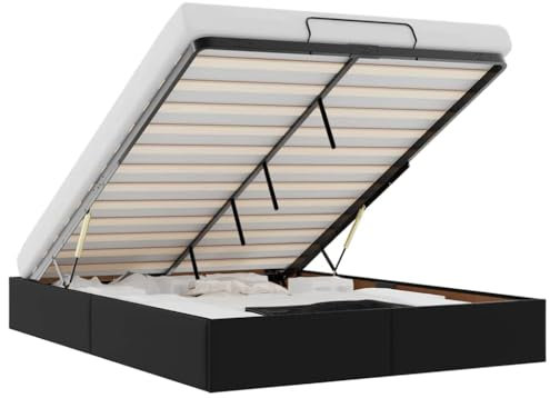 vidaXL Ottoman-Bett ohne Matratze Schwarz 140x200 cm Kunstleder, Bettrahmen, Bettgestell mit Stauraum, Polsterbett, Bettgestell
