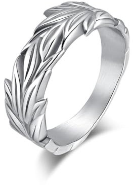 Ring Ringe Damen Bijouterie Herren Retro Unisex Stil Hanf Blatt Ring 9# 钢色