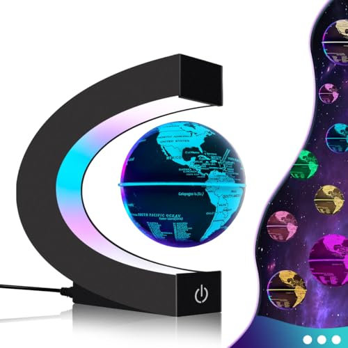 Magnetische schwebende Globuslampe mit mehrfarbigen LED-Lichtern, coole Gadget C Frame Globus für Büro Haus Bücherregal Schreibtisch Dekor, Coole Geschenk für Männer Frau Vater Ehemänner(Globus8,5cm)