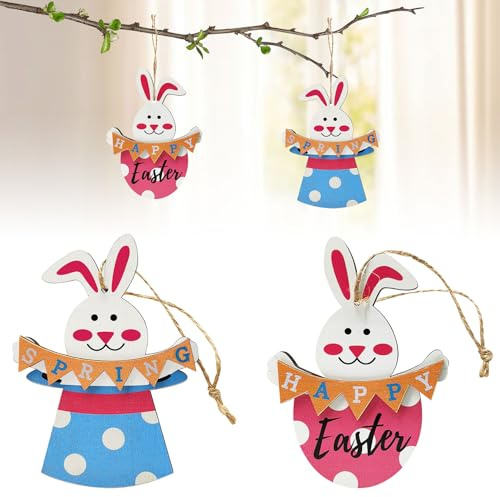 Herbst 2 Stück Osterhase Deko aus Holz, Osterhasen Anhänger Holz Deko, Osterdeko Holz Hase Deko Aufsteller für Ostern, Drinnen Draußen Tischdekoration Garten Ostern Frühling Dekoration