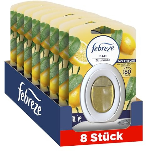 Febreze Bad Lufterfrischer Zitrusfrische, 8 Stück | Bekämpft und verhindert Badgerüche kontinuierlich und sorgt für lang anhaltende Frische.