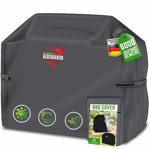 KESSER® Copertura premium per barbecue a gas, resistente alle intemperie, per Weber, Brinkmann, Char Broil Grill, in tessuto Oxford 600D, antistrappo, 132 x 66 x 109 cm, antracite