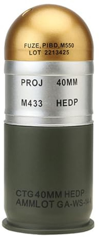 Laroal Granatenmodell, EIN Muss für Spielesammler. 40-mm-Patronen-Attrappengranatenmodell mit Mini-Aufbewahrung