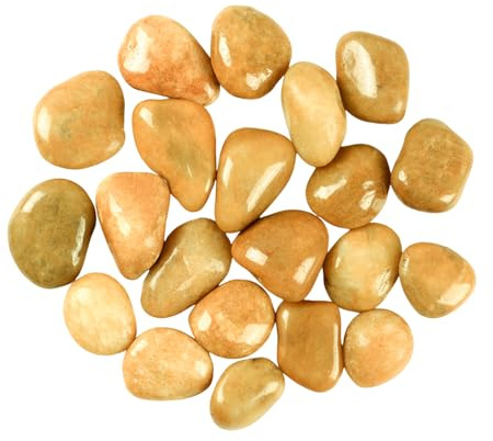 2000g Dekorative Kieselsteine, 4-6 cm Natürliche Polierte Kieselsteine, Dekosteine Garten Kleine Flusskiesel Gelb für Vasenfüller, Sukkulenten, Pflanzentopf (Gelb, 4-6 cm)