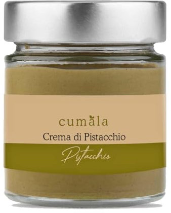 Cumala Crema di Pistacchio 200 g con 50% di Pistacchi. Crema al Pistacchio Spalmabile senza glutine, senza lattosio, vegana.