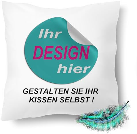 Print Deluxe Kissen mit eigenem Design, Personalisiert, selbst gestalten 40x40cm | Babykissen| bedrucktes Kissen| Geschenke Idee beidseitiger Druck mit Füllung