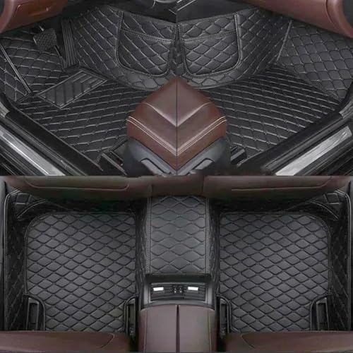 ADZLBSHA Auto Fußmatten für VW Tiguan 2020-2023, Nach Maß Luxus Leder Teppiche, Antirutsch wasserdichte Fussmatten, All-Inclusive-Stil Vorder Rückseite Zubehör,A/All Black