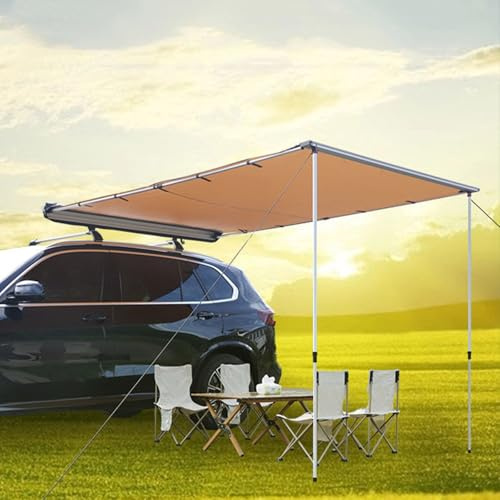Verstellbare wasserdichte Auto-Seitenmarkise für SUV/LKW/Van600D Oxford-Gewebe, UV- und Regenschutz, tragbare Aufbewahrungstasche, ideal für Auto-Camping (200 x 300 x 200 cm / 6,6 x 9,8 x 6,6 Fuß)