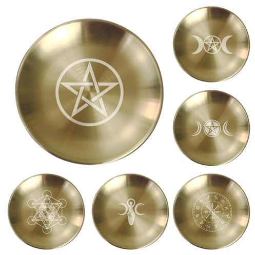Bosiyrggrl Ritual Tray Star Tray Crystal Stone Shelf Candlestick Incense Burner Home Decor Witch Gift