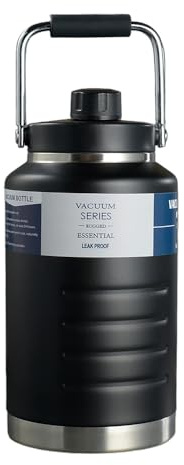 Vacuum Insulated Water Bottle, 2L(67oz) Large Stainless Steel Sports Bottle, Leak Resistant, 24 Hours Cold (Black)