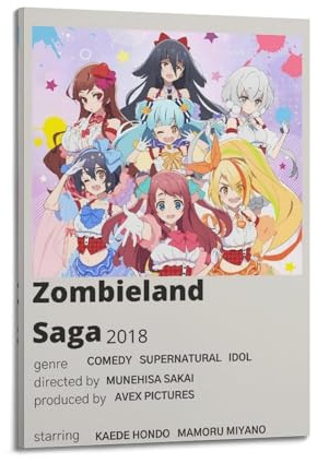 HAUEYQWUEGG Zombieland Saga Poster Ästhetische Wandkunst Leinwand Vintage-Poster Dekorative Malerei Für Die Raumdekoration 08x12inch(20x30cm) Frame-style