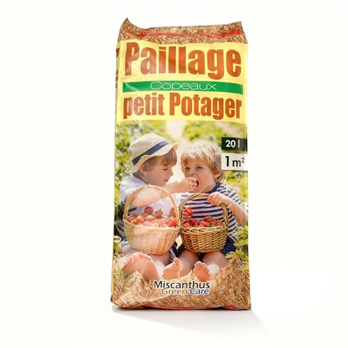 Générique Paillage Petit Potager® – Copeaux de Roseau 20L – Paillis Naturel Anti-limaces, protège Racines, Limite Les Mauvaises Herbes et économise l'eau pour potagers et massifs