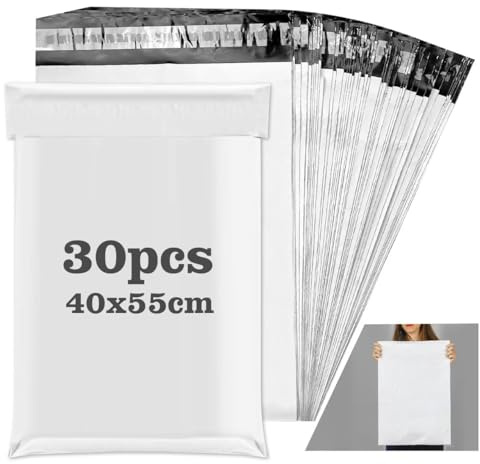 30 stycken plastpåsar för leverans, vattentäta fraktpåsar, Vinted fraktpåsar med självhäftande tejp, grå ogenomskinliga för förpackning av varor, logistik transport, 40 x 55 cm