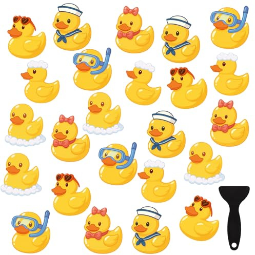 24pcs Duck Non-Slip Bathtub Stickers, Anti-Slip Shower Floor Decals with Scraper for Bathroom Tubs Shower Floors Stairs Kids & Elderly Protection (6 Styles)
