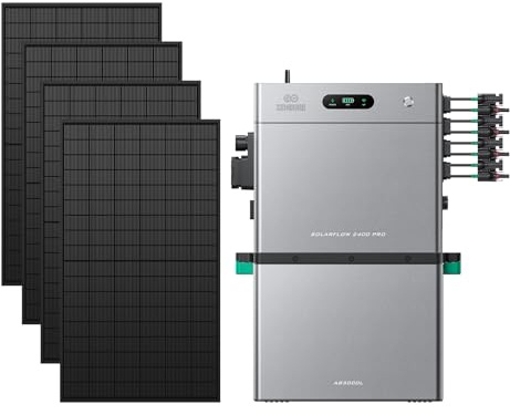 Zendure SolarFlow 2400 Pro Batterie Solaire 2.4kWh et 4×450W+1×AB3000L | 2400W AC Bidirectionnel, Entrée PV 4800W (3000W DC+1800W AC), Extensible 16.8kWh, Plug & Play, IP65