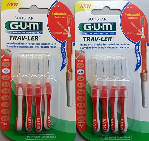 GUM Proxabrush Trav-ler 4 Brossettes Interdentaires 1314 Lot de 2
