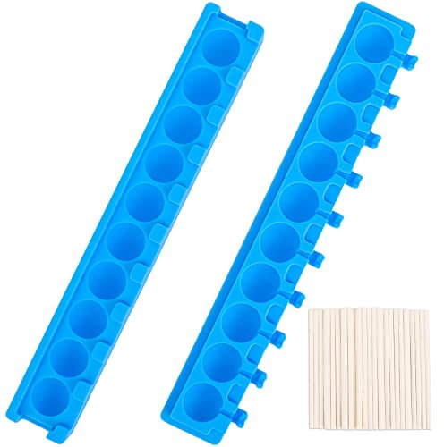 Beasea Moules à sucettes avec 50 bâtonnets en Papier, 10 capacités 3D en Silicone, moules à Ventouse Ronds pour Bonbons durs, Chocolat Oreo