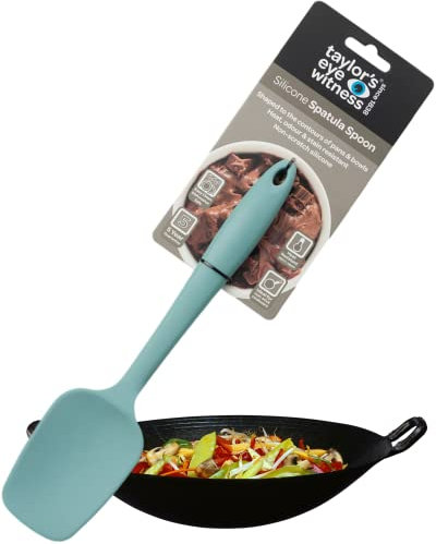 Taylors Eye Witness Large Aqua Blue Silicone Spatula Spoon – Dishwasher Safe, Heat Resistant (260°C/500°F), 27cm/11 inch