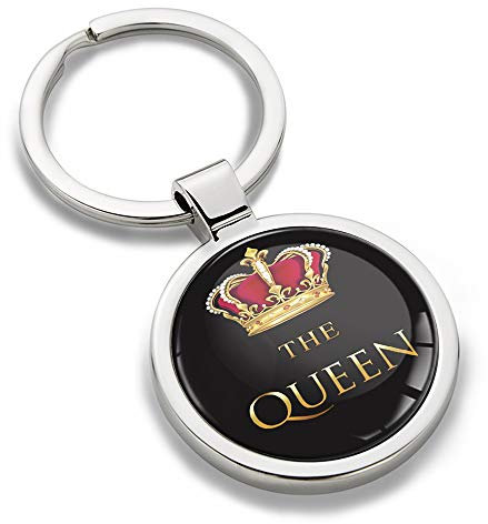 Biomar Labs® Schlüsselanhänger Metall Keyring Autoschlüssel Geschenk Metall-Schlüsselanhänger Schlüsselbund Edelstahl Queen Emblem, KK 166