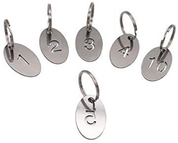 NanTun 304 Stainless Steel Oval Key Tags with Ring 10 pcs, Hollowed Number ID Tags Key Chain, Numbered Key Rings - 1 to 10