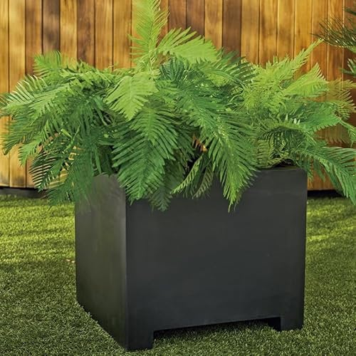 MOOVERE Pot de Fleurs, carré, pour intérieur et extérieur, Fait de Haute qualité, polyéthylène (602 (59x59x52 cm), Noir)