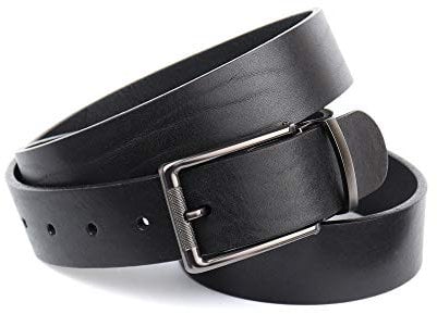 Anthoni Crown Herren Ledergürtel Gürtel, Schwarz, 100