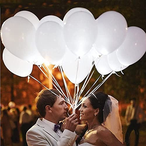 20 Stück Led Leuchtende Luftballons, Weiße Helium Ballons mit licht im dunkeln für Hochzeitsdeko, Geburtstag, Valentinstag, Deko verlobung, Kindergeburtstag oder zur Geburt Party Deko